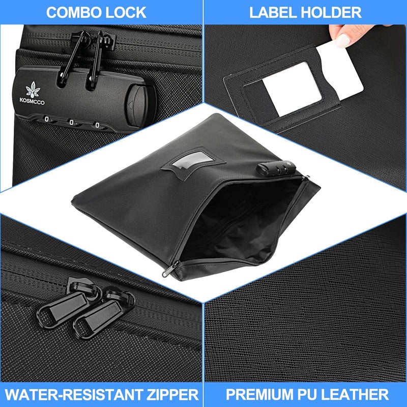 KOSMCCO Notary Bag With Lock, 13.6 x 10 Inches Heavy Duty Supply for Journal, Stamp, Embosser, Ink Pad and Valuables Storage (Black, L) - Image 2